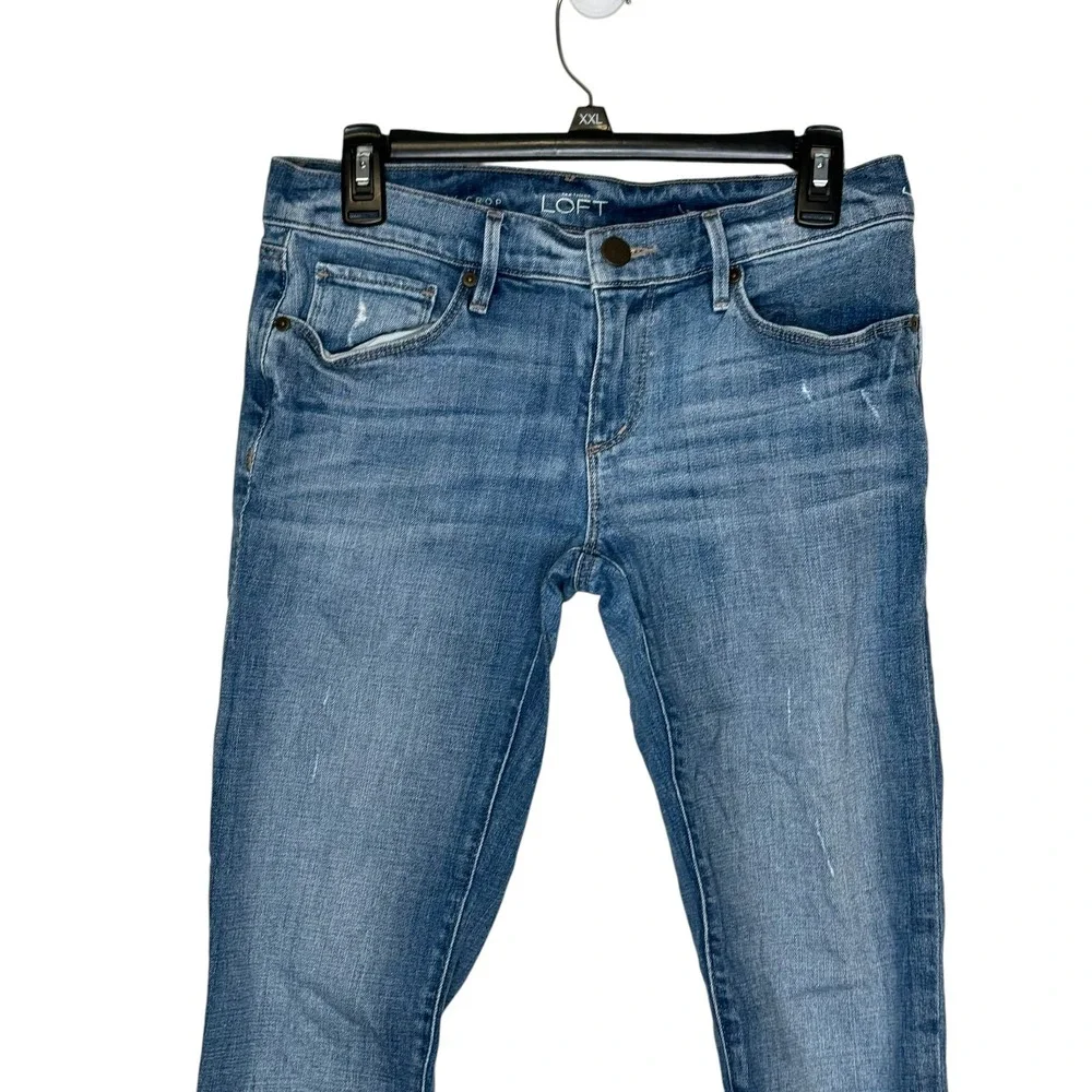 Ann Taylor Loft Women Jeans‎ Relaxed Skinny Cropped Raw Hem Denim Blue 25